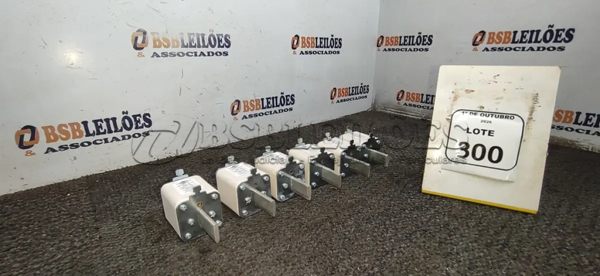 LOTE 300 - 06 FUSÍVEIS INDUSTRIAIS TIPO NH TAMANHO 2 MODELO RETARDADO DE 125A MARCA ELETROMEC. (NO ESTADO) ATENÇÃO! FAZER A VISITAÇÃO ANTES DE ARREMATAR, NÃO SABEMOS SE FUNCIONA, LEILÃO NÃO TEM GARANTIA E NEM DEVOLUÇÃO, SUJEITO A POSSÍVEIS AVARIAS VISÍVEIS/OCULTAS E/OU AUSÊNCIA DE COMPONENTES.