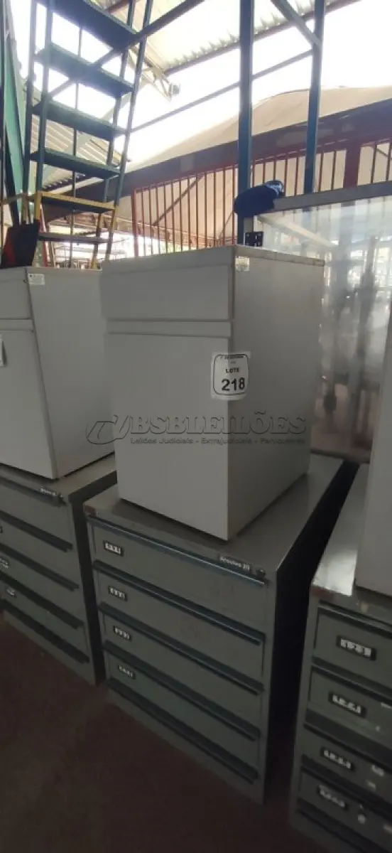 LOTE 218 - 01 ARQUIVO BAIXO DE AÇO COM 05 GAVETAS E 01 ARMÁRIO BAIXO COM 01 GAVETA E SUPORTE PARA CPU. (NO ESTADO) ATENÇÃO! FAZER A VISITAÇÃO ANTES DE ARREMATAR, NÃO SABEMOS SE FUNCIONA, LEILÃO NÃO TEM GARANTIA E NEM DEVOLUÇÃO, SUJEITO A POSSÍVEIS AVARIAS VISÍVEIS/OCULTAS E/OU AUSÊNCIA DE COMPONENTES.