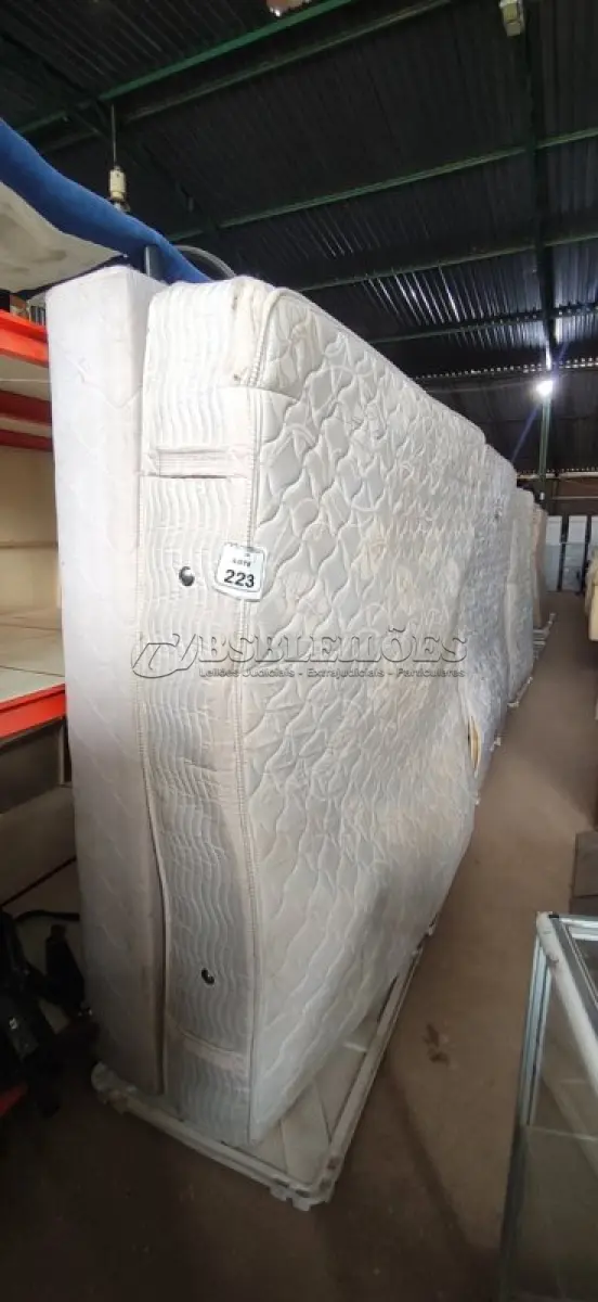 LOTE 223 - 01 COLCHÃO DE CASAL E 02 BASES. (NO ESTADO) ATENÇÃO! FAZER A VISITAÇÃO ANTES DE ARREMATAR, NÃO SABEMOS SE FUNCIONA, LEILÃO NÃO TEM GARANTIA E NEM DEVOLUÇÃO, SUJEITO A POSSÍVEIS AVARIAS VISÍVEIS/OCULTAS E/OU AUSÊNCIA DE COMPONENTES.