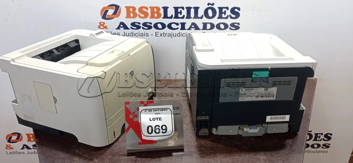 LOTE 069 - 02 IMPRESSORAS MODELO LASERJET P2055DN MARCA HP. (NO ESTADO) ATENÇÃO! FAZER A VISITAÇÃO ANTES DE ARREMATAR, NÃO SABEMOS SE FUNCIONA, LEILÃO NÃO TEM GARANTIA E NEM DEVOLUÇÃO, SUJEITO A POSSÍVEIS AVARIAS VISÍVEIS/OCULTAS E/OU AUSÊNCIA DE COMPONENTES.