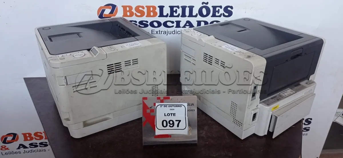 LOTE 097 - 02 IMPRESSORAS MODELO ES5112 MARCA OKI. (NO ESTADO) ATENÇÃO! FAZER A VISITAÇÃO ANTES DE ARREMATAR, NÃO SABEMOS SE FUNCIONA, LEILÃO NÃO TEM GARANTIA E NEM DEVOLUÇÃO, SUJEITO A POSSÍVEIS AVARIAS VISÍVEIS/OCULTAS E/OU AUSÊNCIA DE COMPONENTES.