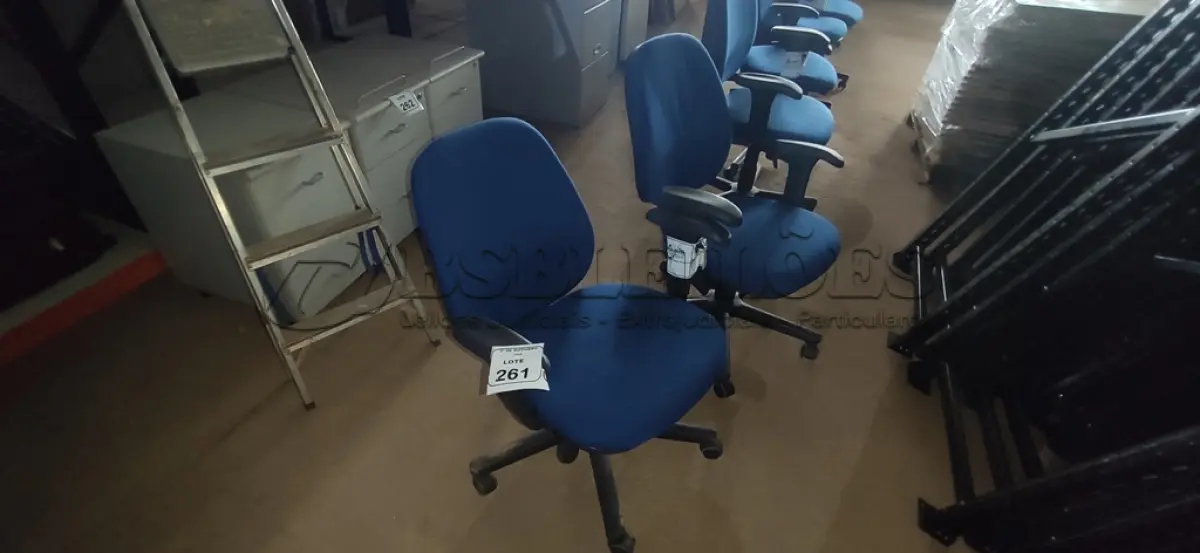 LOTE 261 - 02 CADEIRAS DE ESCRITÓRIO GIRATÓRIA. (NO ESTADO) ATENÇÃO! FAZER A VISITAÇÃO ANTES DE ARREMATAR, NÃO SABEMOS SE FUNCIONA, LEILÃO NÃO TEM GARANTIA E NEM DEVOLUÇÃO, SUJEITO A POSSÍVEIS AVARIAS VISÍVEIS/OCULTAS E/OU AUSÊNCIA DE COMPONENTES.