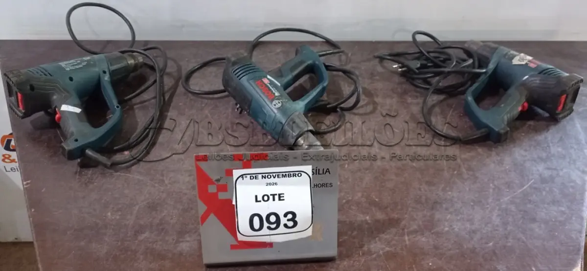 LOTE 093 - 03 SOPRADORES TÉRMICOS MARCA BOSCH. (NO ESTADO) ATENÇÃO! FAZER A VISITAÇÃO ANTES DE ARREMATAR, NÃO SABEMOS SE FUNCIONA, LEILÃO NÃO TEM GARANTIA E NEM DEVOLUÇÃO, SUJEITO A POSSÍVEIS AVARIAS VISÍVEIS/OCULTAS E/OU AUSÊNCIA DE COMPONENTES.