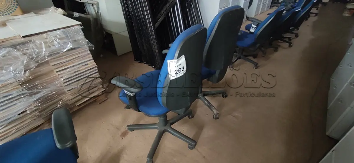 LOTE 263 - 02 CADEIRAS DE ESCRITÓRIO GIRATÓRIA. (NO ESTADO) ATENÇÃO! FAZER A VISITAÇÃO ANTES DE ARREMATAR, NÃO SABEMOS SE FUNCIONA, LEILÃO NÃO TEM GARANTIA E NEM DEVOLUÇÃO, SUJEITO A POSSÍVEIS AVARIAS VISÍVEIS/OCULTAS E/OU AUSÊNCIA DE COMPONENTES.