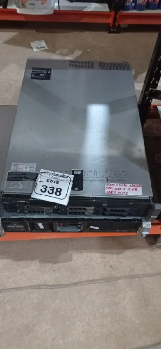 LOTE 338 - 02 SERVIDORES MODELOS R710 E DL380P MARCA DELL E HP. (NO ESTADO) ATENÇÃO! FAZER A VISITAÇÃO ANTES DE ARREMATAR, NÃO SABEMOS SE FUNCIONA, LEILÃO NÃO TEM GARANTIA E NEM DEVOLUÇÃO, SUJEITO A POSSÍVEIS AVARIAS VISÍVEIS/OCULTAS E/OU AUSÊNCIA DE COMPONENTES.