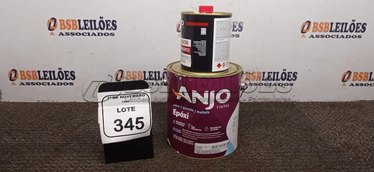 LOTE 345 - 01 LATA DE EPÓXI PDA BRANCO DE 2,7L MARCA E 01 LATA DE CATALIZADOR ESM ALTA PERFORMANCE DE 900ML MARCA ANJO TINTAS. (NO ESTADO) ATENÇÃO! FAZER A VISITAÇÃO ANTES DE ARREMATAR, NÃO SABEMOS SE FUNCIONA, LEILÃO NÃO TEM GARANTIA E NEM DEVOLUÇÃO, SUJEITO A POSSÍVEIS AVARIAS VISÍVEIS/OCULTAS E/OU AUSÊNCIA DE COMPONENTES.