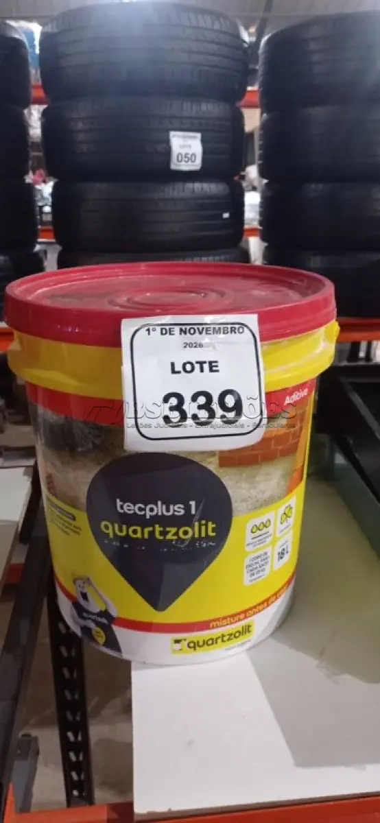 LOTE 339 - 01 BALDE DE ADITIVO PARA ARGAMASSAS TECPLUS 1 DE 18L MARCA QUARTZOLIT. (NO ESTADO) ATENÇÃO! FAZER A VISITAÇÃO ANTES DE ARREMATAR, NÃO SABEMOS SE FUNCIONA, LEILÃO NÃO TEM GARANTIA E NEM DEVOLUÇÃO, SUJEITO A POSSÍVEIS AVARIAS VISÍVEIS/OCULTAS E/OU AUSÊNCIA DE COMPONENTES.
