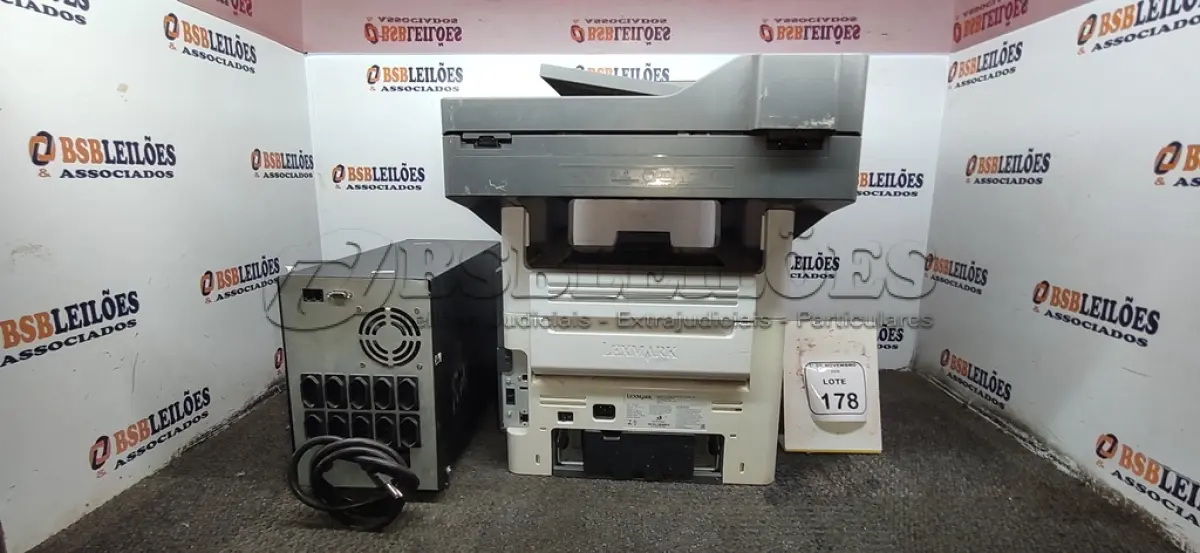LOTE 178 - 01 IMPRESSORA MODELO MX611DHE MARCA LEXMARK E 01 NOBREAK SENOIDAL. (NO ESTADO) ATENÇÃO! FAZER A VISITAÇÃO ANTES DE ARREMATAR, NÃO SABEMOS SE FUNCIONA, LEILÃO NÃO TEM GARANTIA E NEM DEVOLUÇÃO, SUJEITO A POSSÍVEIS AVARIAS VISÍVEIS/OCULTAS E/OU AUSÊNCIA DE COMPONENTES.