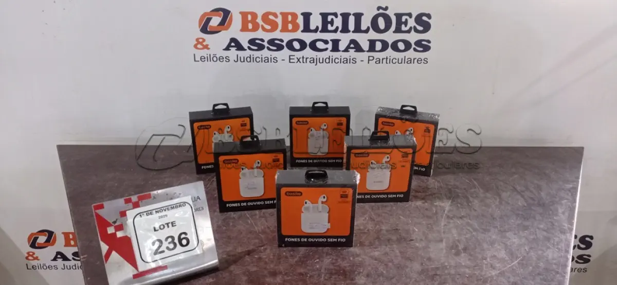 LOTE 236 - 06 PARES DE FONES DE OUVIDO SEM FIO MODELO BA-FON6693 MARCA BASIKE. (NO ESTADO) ATENÇÃO! FAZER A VISITAÇÃO ANTES DE ARREMATAR, NÃO SABEMOS SE FUNCIONA, LEILÃO NÃO TEM GARANTIA E NEM DEVOLUÇÃO, SUJEITO A POSSÍVEIS AVARIAS VISÍVEIS/OCULTAS E/OU AUSÊNCIA DE COMPONENTES.