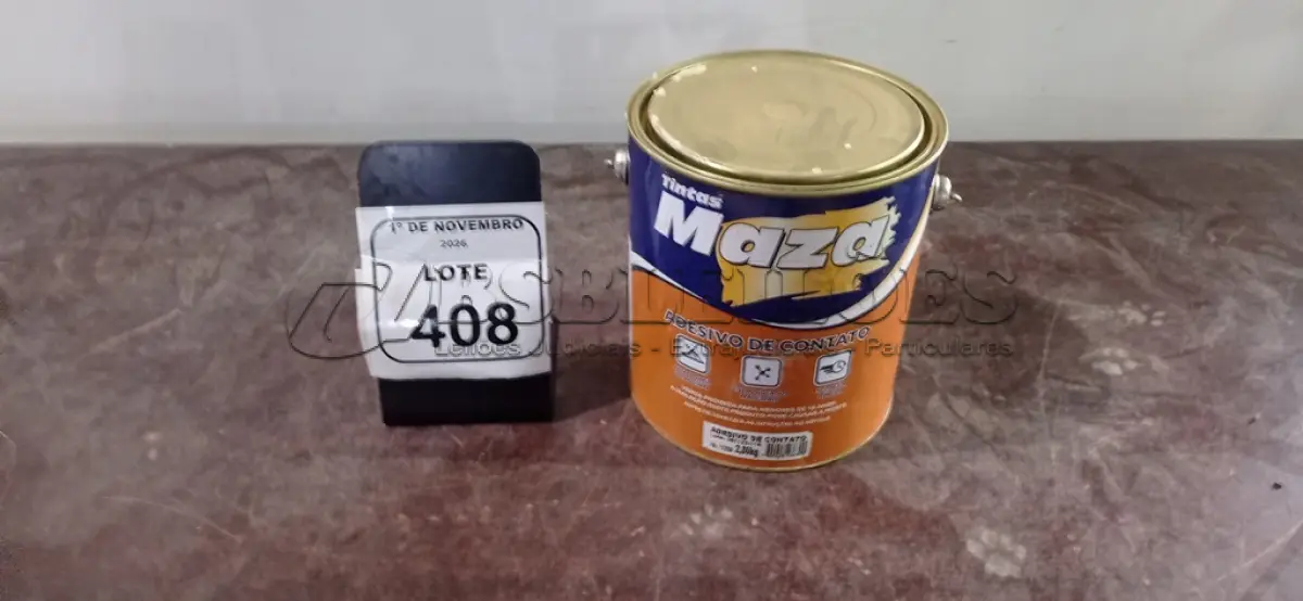 LOTE 408 - 01 LATA DE ADESIVO DE CONTATO DE 2,80KG CADA MARCA MAZA. (NO ESTADO) ATENÇÃO! FAZER A VISITAÇÃO ANTES DE ARREMATAR, NÃO SABEMOS SE FUNCIONA, LEILÃO NÃO TEM GARANTIA E NEM DEVOLUÇÃO, SUJEITO A POSSÍVEIS AVARIAS VISÍVEIS/OCULTAS E/OU AUSÊNCIA DE COMPONENTES.