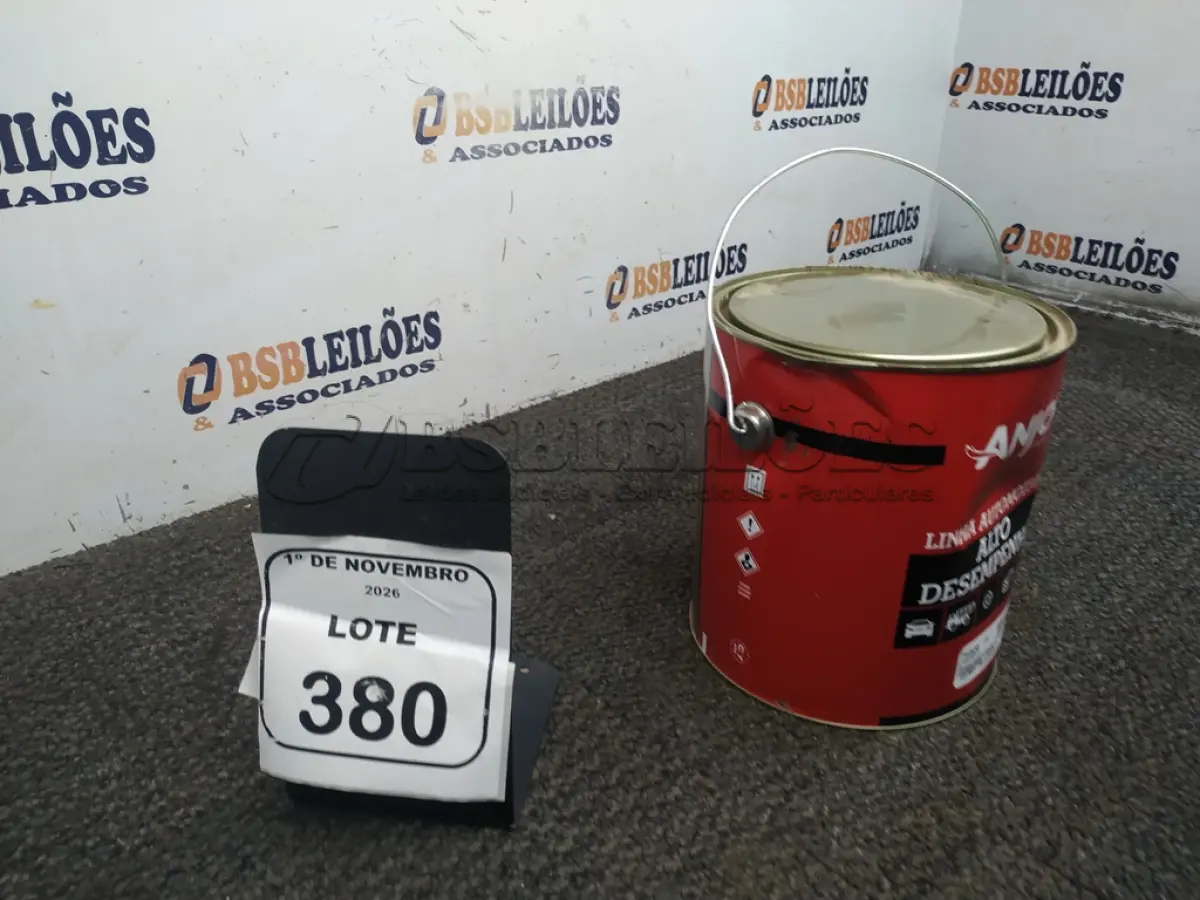 LOTE 380 - 01 LATA DE EMBORRACHAMENTO PRETO LINHA AUTOMOTIVA DE 3,6L NA COR ANJO TINTAS. (NO ESTADO) ATENÇÃO! FAZER A VISITAÇÃO ANTES DE ARREMATAR, NÃO SABEMOS SE FUNCIONA, LEILÃO NÃO TEM GARANTIA E NEM DEVOLUÇÃO, SUJEITO A POSSÍVEIS AVARIAS VISÍVEIS/OCULTAS E/OU AUSÊNCIA DE COMPONENTES.