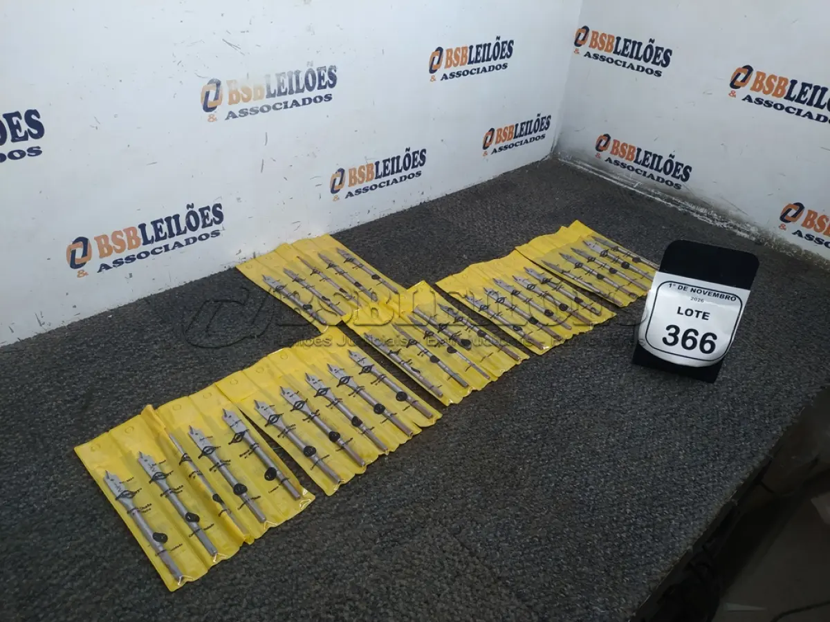 LOTE 366 - 05 JOGOS DE BROCA CHATA PARA MADEIRA COM 05 UNIDADES CADA DE MEDIDAS DIVERSAS MARCA BRASFORT. (NO ESTADO) ATENÇÃO! FAZER A VISITAÇÃO ANTES DE ARREMATAR, NÃO SABEMOS SE FUNCIONA, LEILÃO NÃO TEM GARANTIA E NEM DEVOLUÇÃO, SUJEITO A POSSÍVEIS AVARIAS VISÍVEIS/OCULTAS E/OU AUSÊNCIA DE COMPONENTES.