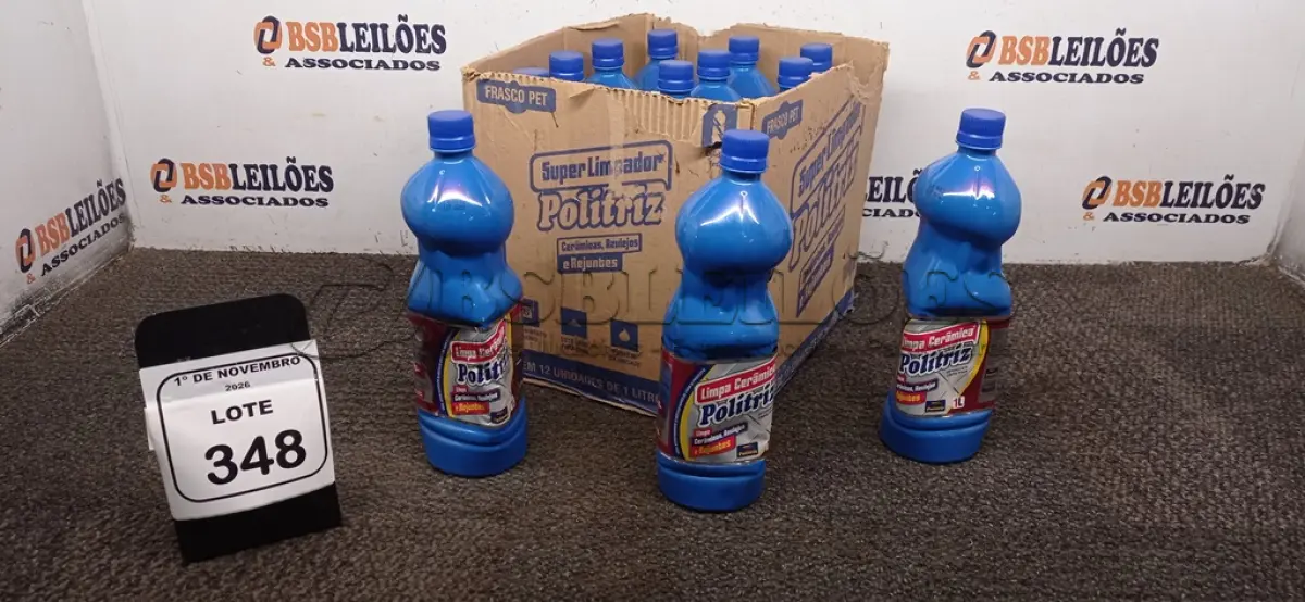 LOTE 348 - 12 DETERGENTES LIMPA PISOS DE 1L CADA MARCA POLITRIZ. (NO ESTADO) ATENÇÃO! FAZER A VISITAÇÃO ANTES DE ARREMATAR, NÃO SABEMOS SE FUNCIONA, LEILÃO NÃO TEM GARANTIA E NEM DEVOLUÇÃO, SUJEITO A POSSÍVEIS AVARIAS VISÍVEIS/OCULTAS E/OU AUSÊNCIA DE COMPONENTES.