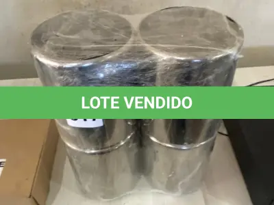 LOTE 017 - 04 BALDES EM INOX PARA ARMAZENAR SORVETE (CARAPINAS). (NO ESTADO)