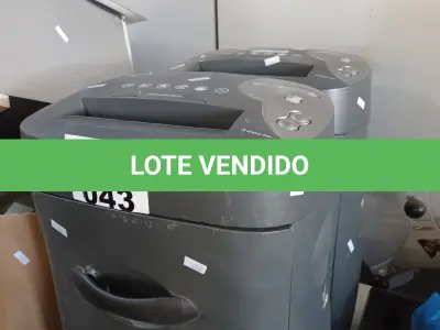 LOTE 043 - 02 FRAGMENTADORAS DE PAPEL. (NO ESTADO, LEILÃO NÃO TEM GARANTIA E NEM DEVOLUÇÃO, SUJEITO A POSSÍVEIS AVARIAS VISÍVEIS/OCULTAS E/OU AUSÊNCIA DE COMPONENTES).