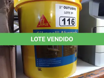 LOTE 116 - 01 BALDE DE SIKANOL ALVENARIA, ADITIVO PLASTIFICANTE PARA ARGAMASSA DE ASSENTAMENTO E REBOCO. (NO ESTADO) ATENÇÃO! FAZER A VISITAÇÃO ANTES DE ARREMATAR, NÃO SABEMOS SE FUNCIONA. LEILÃO NÃO TEM GARANTIA E NEM DEVOLUÇÃO, SUJEITO A POSSÍVEIS AVARIAS VISÍVEIS/OCULTAS E/OU AUSÊNCIA DE COMPONENTES.