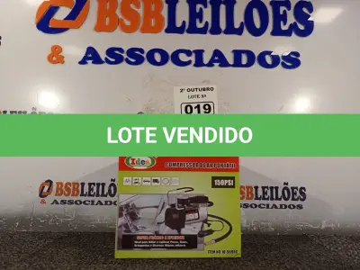 LOTE 019 - 01 MINI COMPRESSOR DE AR 12V 150 PSI. (NO ESTADO) ATENÇÃO! FAZER A VISITAÇÃO ANTES DE ARREMATAR, NÃO SABEMOS SE FUNCIONA. LEILÃO NÃO TEM GARANTIA E NEM DEVOLUÇÃO, SUJEITO A POSSÍVEIS AVARIAS VISÍVEIS/OCULTAS E/OU AUSÊNCIA DE COMPONENTES.