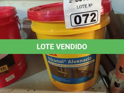 LOTE 072 - 01 BALDE DE SIKANOL ALVENARIA, ADITIVO PLASTIFICANTE PARA ARGAMASSA DE ASSENTAMENTO E REBOCO. (NO ESTADO) ATENÇÃO! FAZER A VISITAÇÃO ANTES DE ARREMATAR, NÃO SABEMOS SE FUNCIONA. LEILÃO NÃO TEM GARANTIA E NEM DEVOLUÇÃO, SUJEITO A POSSÍVEIS AVARIAS VISÍVEIS/OCULTAS E/OU AUSÊNCIA DE COMPONENTES.