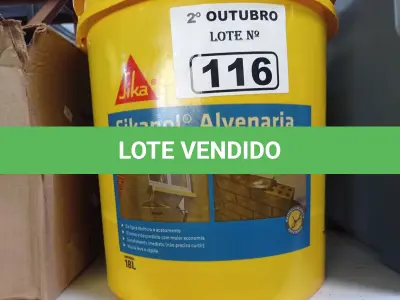 LOTE 116 - 01 BALDE DE SIKANOL ALVENARIA, ADITIVO PLASTIFICANTE PARA ARGAMASSA DE ASSENTAMENTO E REBOCO. (NO ESTADO) ATENÇÃO! FAZER A VISITAÇÃO ANTES DE ARREMATAR, NÃO SABEMOS SE FUNCIONA. LEILÃO NÃO TEM GARANTIA E NEM DEVOLUÇÃO, SUJEITO A POSSÍVEIS AVARIAS VISÍVEIS/OCULTAS E/OU AUSÊNCIA DE COMPONENTES.
