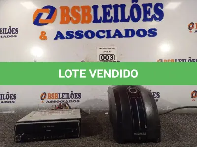 LOTE 003 - 01 APARELHO DE SOM AUTOMOTIVO E 01 ESTABILIZADOR. (NO ESTADO) ATENÇÃO! FAZER A VISITAÇÃO ANTES DE ARREMATAR, NÃO SABEMOS SE FUNCIONA. LEILÃO NÃO TEM GARANTIA E NEM DEVOLUÇÃO, SUJEITO A POSSÍVEIS AVARIAS VISÍVEIS/OCULTAS E/OU AUSÊNCIA DE COMPONENTES.