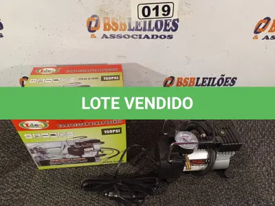 LOTE 019 - 01 MINI COMPRESSOR DE AR 12V 150 PSI. (NO ESTADO) ATENÇÃO! FAZER A VISITAÇÃO ANTES DE ARREMATAR, NÃO SABEMOS SE FUNCIONA. LEILÃO NÃO TEM GARANTIA E NEM DEVOLUÇÃO, SUJEITO A POSSÍVEIS AVARIAS VISÍVEIS/OCULTAS E/OU AUSÊNCIA DE COMPONENTES.