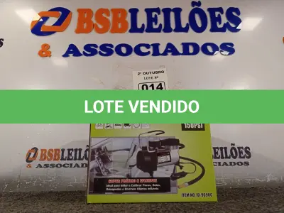 LOTE 014 - 01 MINI COMPRESSOR DE AR 12V 150 PSI. (NO ESTADO) ATENÇÃO! FAZER A VISITAÇÃO ANTES DE ARREMATAR, NÃO SABEMOS SE FUNCIONA. LEILÃO NÃO TEM GARANTIA E NEM DEVOLUÇÃO, SUJEITO A POSSÍVEIS AVARIAS VISÍVEIS/OCULTAS E/OU AUSÊNCIA DE COMPONENTES.