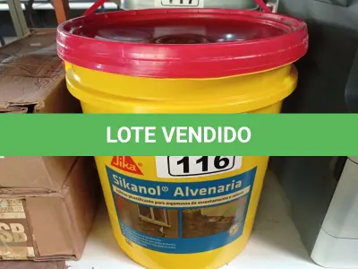 LOTE 116 - 01 BALDE DE SIKANOL ALVENARIA, ADITIVO PLASTIFICANTE PARA ARGAMASSA DE ASSENTAMENTO E REBOCO. (NO ESTADO) ATENÇÃO! FAZER A VISITAÇÃO ANTES DE ARREMATAR, NÃO SABEMOS SE FUNCIONA. LEILÃO NÃO TEM GARANTIA E NEM DEVOLUÇÃO, SUJEITO A POSSÍVEIS AVARIAS VISÍVEIS/OCULTAS E/OU AUSÊNCIA DE COMPONENTES.