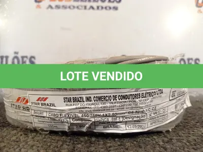 LOTE 090 - 01 ROLO DE CABO FLEXÍVEL 100M 2,5MM NA COR CINZA. (NO ESTADO) ATENÇÃO! FAZER A VISITAÇÃO ANTES DE ARREMATAR, NÃO SABEMOS SE FUNCIONA. LEILÃO NÃO TEM GARANTIA E NEM DEVOLUÇÃO, SUJEITO A POSSÍVEIS AVARIAS VISÍVEIS/OCULTAS E/OU AUSÊNCIA DE COMPONENTES.