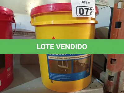 LOTE 072 - 01 BALDE DE SIKANOL ALVENARIA, ADITIVO PLASTIFICANTE PARA ARGAMASSA DE ASSENTAMENTO E REBOCO. (NO ESTADO) ATENÇÃO! FAZER A VISITAÇÃO ANTES DE ARREMATAR, NÃO SABEMOS SE FUNCIONA. LEILÃO NÃO TEM GARANTIA E NEM DEVOLUÇÃO, SUJEITO A POSSÍVEIS AVARIAS VISÍVEIS/OCULTAS E/OU AUSÊNCIA DE COMPONENTES.