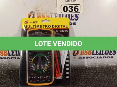 LOTE 036 - 01 MULTÍMETRO DIGITAL. (NO ESTADO) ATENÇÃO! FAZER A VISITAÇÃO ANTES DE ARREMATAR, NÃO SABEMOS SE FUNCIONA. LEILÃO NÃO TEM GARANTIA E NEM DEVOLUÇÃO, SUJEITO A POSSÍVEIS AVARIAS VISÍVEIS/OCULTAS E/OU AUSÊNCIA DE COMPONENTES.