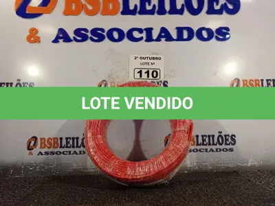 LOTE 110 - 01 ROLO DE CABO FLEXÍVEL 100M 4MM NA COR VERMELHA. (NO ESTADO) ATENÇÃO! FAZER A VISITAÇÃO ANTES DE ARREMATAR, NÃO SABEMOS SE FUNCIONA. LEILÃO NÃO TEM GARANTIA E NEM DEVOLUÇÃO, SUJEITO A POSSÍVEIS AVARIAS VISÍVEIS/OCULTAS E/OU AUSÊNCIA DE COMPONENTES.