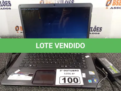 LOTE 100 - 01 NOTEBOOK MARCA SONY COM FONTE. (NO ESTADO) ATENÇÃO! FAZER A VISITAÇÃO ANTES DE ARREMATAR, NÃO SABEMOS SE FUNCIONA. LEILÃO NÃO TEM GARANTIA E NEM DEVOLUÇÃO, SUJEITO A POSSÍVEIS AVARIAS VISÍVEIS/OCULTAS E/OU AUSÊNCIA DE COMPONENTES.