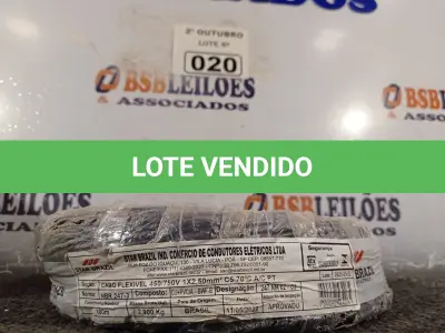 LOTE 020 - 01 ROLO DE CABO FLEXÍVEL 100M 2,5MM NA COR PRETA. (NO ESTADO) ATENÇÃO! FAZER A VISITAÇÃO ANTES DE ARREMATAR, NÃO SABEMOS SE FUNCIONA. LEILÃO NÃO TEM GARANTIA E NEM DEVOLUÇÃO, SUJEITO A POSSÍVEIS AVARIAS VISÍVEIS/OCULTAS E/OU AUSÊNCIA DE COMPONENTES.