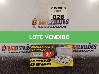 LOTE 028 - 01 JOGO DE SOQUETE SEXTAVADO COM 40 PEÇAS. (NO ESTADO) ATENÇÃO! FAZER A VISITAÇÃO ANTES DE ARREMATAR, NÃO SABEMOS SE FUNCIONA. LEILÃO NÃO TEM GARANTIA E NEM DEVOLUÇÃO, SUJEITO A POSSÍVEIS AVARIAS VISÍVEIS/OCULTAS E/OU AUSÊNCIA DE COMPONENTES.