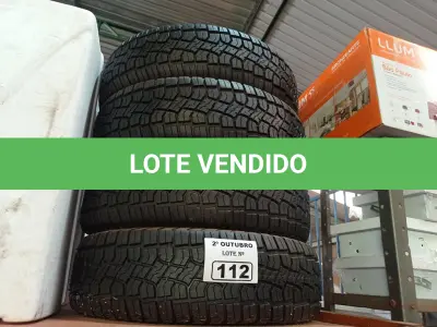 LOTE 112 - 04 PNEUS REMOLD 175/70/14. (NO ESTADO) ATENÇÃO! FAZER A VISITAÇÃO ANTES DE ARREMATAR, NÃO SABEMOS SE FUNCIONA. LEILÃO NÃO TEM GARANTIA E NEM DEVOLUÇÃO, SUJEITO A POSSÍVEIS AVARIAS VISÍVEIS/OCULTAS E/OU AUSÊNCIA DE COMPONENTES.