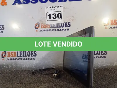 LOTE 130 - 01 TABLET SAMSUNG COM CABO. (NO ESTADO) ATENÇÃO! FAZER A VISITAÇÃO ANTES DE ARREMATAR, NÃO SABEMOS SE FUNCIONA. LEILÃO NÃO TEM GARANTIA E NEM DEVOLUÇÃO, SUJEITO A POSSÍVEIS AVARIAS VISÍVEIS/OCULTAS E/OU AUSÊNCIA DE COMPONENTES.