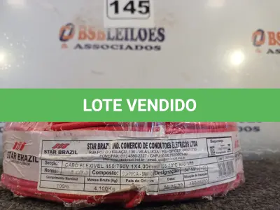 LOTE 145 - 01 ROLO DE CABO FLEXÍVEL 100M 1X 4MM NA COR VERMELHA(NOVO). (NO ESTADO) ATENÇÃO! FAZER A VISITAÇÃO ANTES DE ARREMATAR, NÃO SABEMOS SE FUNCIONA. LEILÃO NÃO TEM GARANTIA E NEM DEVOLUÇÃO, SUJEITO A POSSÍVEIS AVARIAS VISÍVEIS/OCULTAS E/OU AUSÊNCIA DE COMPONENTES.