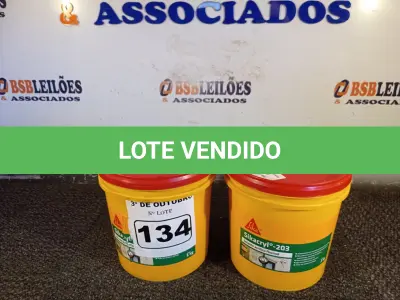 LOTE 134 - 02 GALÕES SIKACRYL-203, SELANTE ACRÍLICO FLEXÍVEL. (NO ESTADO) ATENÇÃO! FAZER A VISITAÇÃO ANTES DE ARREMATAR, NÃO SABEMOS SE FUNCIONA. LEILÃO NÃO TEM GARANTIA E NEM DEVOLUÇÃO, SUJEITO A POSSÍVEIS AVARIAS VISÍVEIS/OCULTAS E/OU AUSÊNCIA DE COMPONENTES.