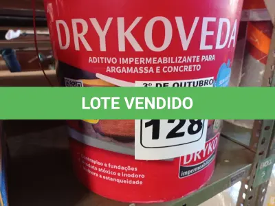 LOTE 128 - 01 BALDE DE DRYKOVEDA, ADITIVO IMPERMEABILIZANTE PARA CONCRETO E ARGAMASSA 18L. (NO ESTADO) ATENÇÃO! FAZER A VISITAÇÃO ANTES DE ARREMATAR, NÃO SABEMOS SE FUNCIONA. LEILÃO NÃO TEM GARANTIA E NEM DEVOLUÇÃO, SUJEITO A POSSÍVEIS AVARIAS VISÍVEIS/OCULTAS E/OU AUSÊNCIA DE COMPONENTES.