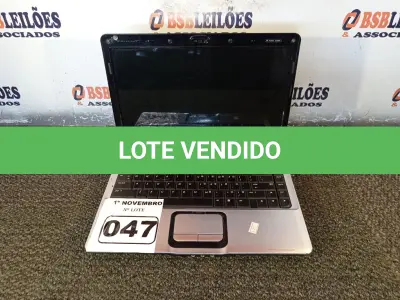 LOTE 047 - 01 NOTEBOOK MARCA HP. (NO ESTADO) ATENÇÃO! FAZER A VISITAÇÃO ANTES DE ARREMATAR, NÃO SABEMOS SE FUNCIONA. LEILÃO NÃO TEM GARANTIA E NEM DEVOLUÇÃO, SUJEITO A POSSÍVEIS AVARIAS VISÍVEIS/OCULTAS E/OU AUSÊNCIA DE COMPONENTES.