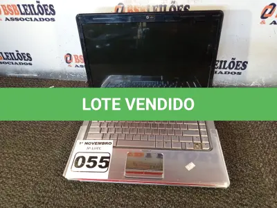 LOTE 055 - 01 NOTEBOOK MARCA HP. (NO ESTADO) ATENÇÃO! FAZER A VISITAÇÃO ANTES DE ARREMATAR, NÃO SABEMOS SE FUNCIONA. LEILÃO NÃO TEM GARANTIA E NEM DEVOLUÇÃO, SUJEITO A POSSÍVEIS AVARIAS VISÍVEIS/OCULTAS E/OU AUSÊNCIA DE COMPONENTES.