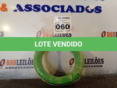 LOTE 060 - 01 ROLO DE CABO FLEXÍVEL 100M 1X2,5MM NA COR VERDE(NOVO). (NO ESTADO) ATENÇÃO! FAZER A VISITAÇÃO ANTES DE ARREMATAR, NÃO SABEMOS SE FUNCIONA. LEILÃO NÃO TEM GARANTIA E NEM DEVOLUÇÃO, SUJEITO A POSSÍVEIS AVARIAS VISÍVEIS/OCULTAS E/OU AUSÊNCIA DE COMPONENTES.