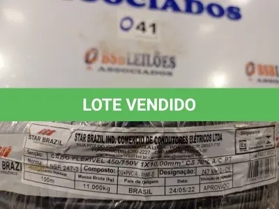 LOTE 041 - 01 ROLO DE CABO FLEXÍVEL 100M 1X10MM COR PRETA STAR BRAZIL COM SELO INMETRO. (NOVO). (NO ESTADO, NÃO SABEMOS SE FUNCIONA. LEILÃO NÃO TEM GARANTIA E NEM DEVOLUÇÃO).