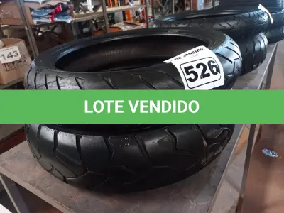 LOTE 526 - 02 PNEUS DE MOTO 120/70/17, 150/70/17. (NO ESTADO) ATENÇÃO! FAZER A VISITAÇÃO ANTES DE ARREMATAR, NÃO SABEMOS SE FUNCIONA. LEILÃO NÃO TEM GARANTIA E NEM DEVOLUÇÃO, SUJEITO A POSSÍVEIS AVARIAS VISÍVEIS/OCULTAS E/OU AUSÊNCIA DE COMPONENTES.