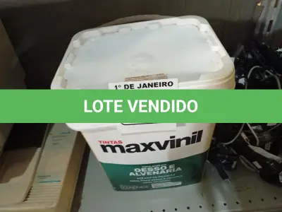 LOTE 566 - 01 BALDE DE TINTA MAXIVINIL 18L FOSCO BRANCO NEVE. (NO ESTADO) ATENÇÃO! FAZER A VISITAÇÃO ANTES DE ARREMATAR, NÃO SABEMOS SE FUNCIONA. LEILÃO NÃO TEM GARANTIA E NEM DEVOLUÇÃO, SUJEITO A POSSÍVEIS AVARIAS VISÍVEIS/OCULTAS E/OU AUSÊNCIA DE COMPONENTES.