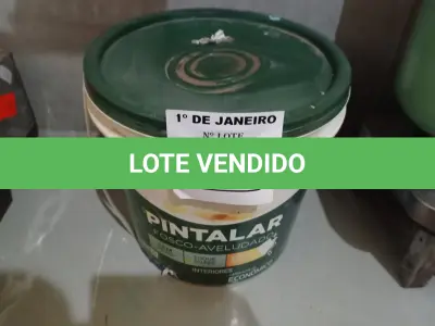 LOTE 569 - 01 BALDE DE TINTA IQUINE PINTALAR FOSCO-AVELUDADO 15L SEM A IDENTIFICAÇÃO DA COR. (NO ESTADO) ATENÇÃO! FAZER A VISITAÇÃO ANTES DE ARREMATAR, NÃO SABEMOS SE FUNCIONA. LEILÃO NÃO TEM GARANTIA E NEM DEVOLUÇÃO, SUJEITO A POSSÍVEIS AVARIAS VISÍVEIS/OCULTAS E/OU AUSÊNCIA DE COMPONENTES.