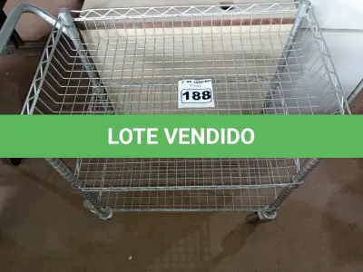 LOTE 188 - 01 CARRINHO PARA TRANSPORTE DE UTENSILIOS COM TRES DIVISOES. (NO ESTADO) ATENÇÃO! FAZER A VISITAÇÃO ANTES DE ARREMATAR, NÃO SABEMOS SE FUNCIONA. LEILÃO NÃO TEM GARANTIA E NEM DEVOLUÇÃO, SUJEITO A POSSÍVEIS AVARIAS VISÍVEIS/OCULTAS E/OU AUSÊNCIA DE COMPONENTES.