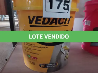 LOTE 175 - 01 BALDE DE VEDACIT, ADITIVO IMPERMEABILIZANTE PARA CONCRETOS E ARGAMASSAS 18L. (NO ESTADO) ATENÇÃO! FAZER A VISITAÇÃO ANTES DE ARREMATAR, NÃO SABEMOS SE FUNCIONA. LEILÃO NÃO TEM GARANTIA E NEM DEVOLUÇÃO, SUJEITO A POSSÍVEIS AVARIAS VISÍVEIS/OCULTAS E/OU AUSÊNCIA DE COMPONENTES.