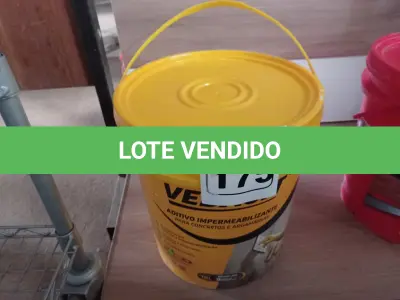LOTE 175 - 01 BALDE DE VEDACIT, ADITIVO IMPERMEABILIZANTE PARA CONCRETOS E ARGAMASSAS 18L. (NO ESTADO) ATENÇÃO! FAZER A VISITAÇÃO ANTES DE ARREMATAR, NÃO SABEMOS SE FUNCIONA. LEILÃO NÃO TEM GARANTIA E NEM DEVOLUÇÃO, SUJEITO A POSSÍVEIS AVARIAS VISÍVEIS/OCULTAS E/OU AUSÊNCIA DE COMPONENTES.
