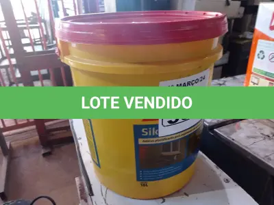 LOTE 581 - 01 BALDE DE SIKANOL ALVENARIA, ADITIVO PLASTIFICANTE PARA ARGAMASSA DE ASSENTAMENTO E REBOCO 18L. (NO ESTADO) ATENÇÃO! FAZER A VISITAÇÃO ANTES DE ARREMATAR, NÃO SABEMOS SE FUNCIONA. LEILÃO NÃO TEM GARANTIA E NEM DEVOLUÇÃO, SUJEITO A POSSÍVEIS AVARIAS VISÍVEIS/OCULTAS E/OU AUSÊNCIA DE COMPONENTES.